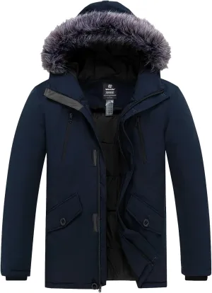 wantdo Men's Down Jacket Thicken Parka Coat Winter Warm Puffer Jacket with Hood