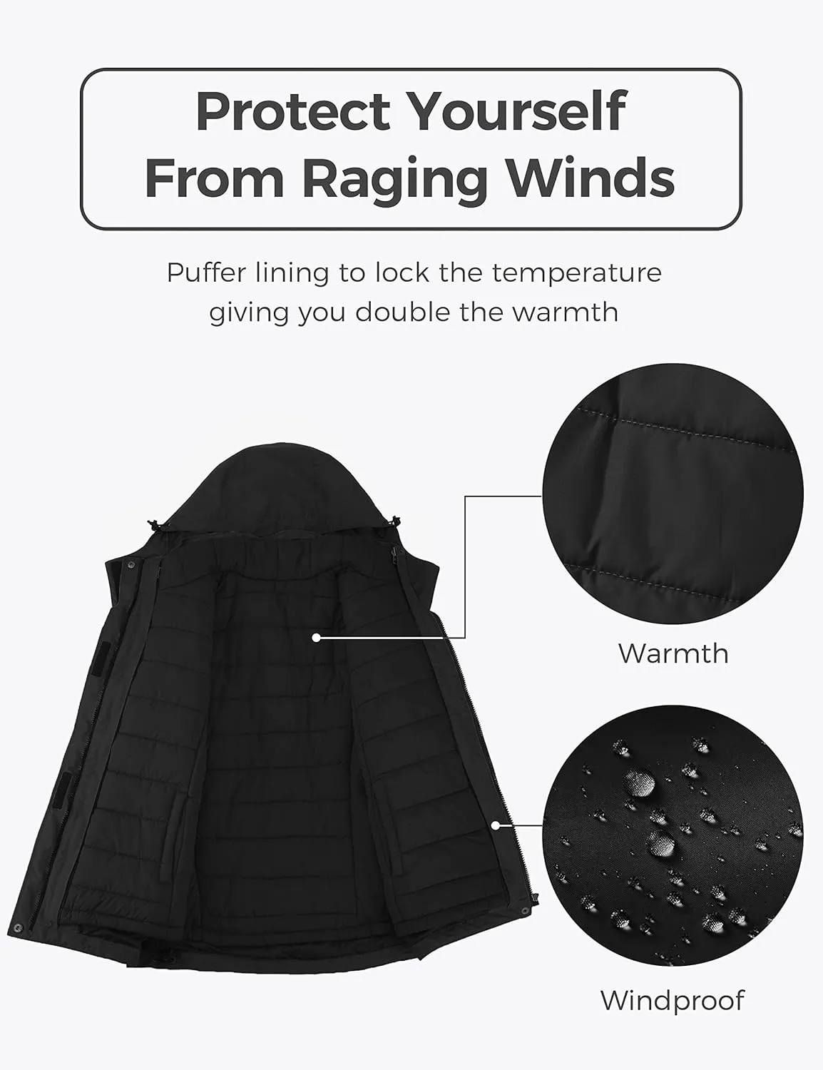 wantdo Women's 3 in 1 Waterproof Ski Jacket Mountain Snowboarding Jacket Winter Snow Coat