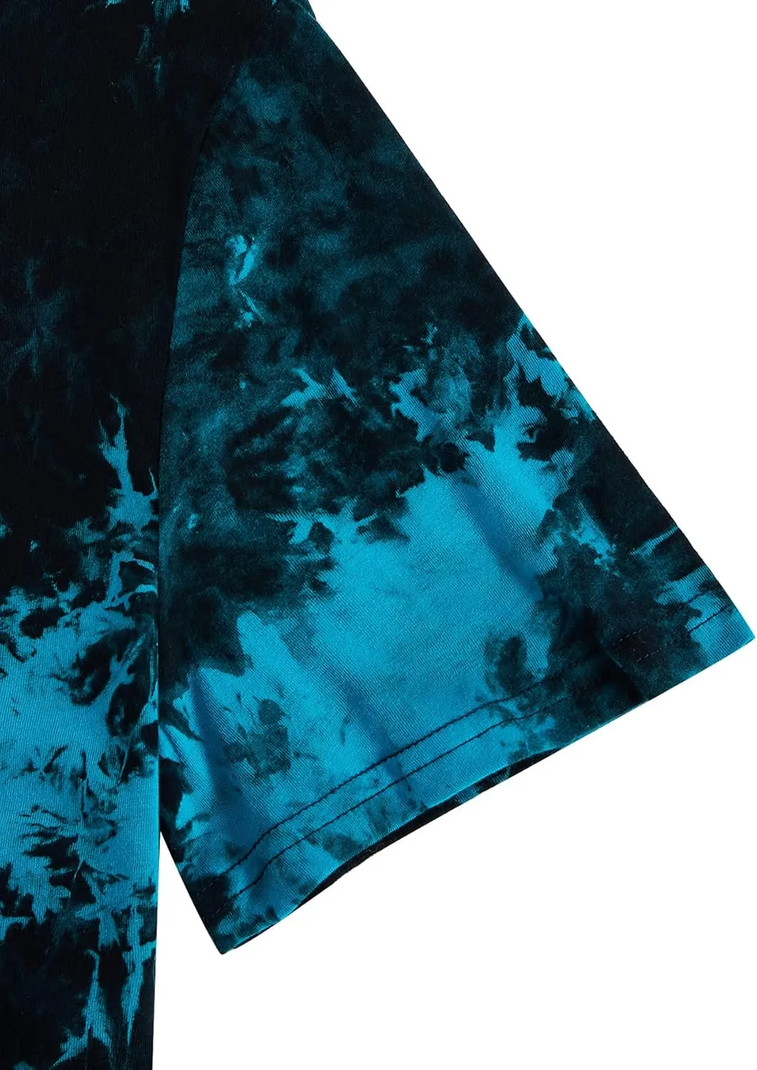 WDIRARA Men's Tie Dye Letter City Print Short Sleeve Tee Casual Round Neck T Shirt