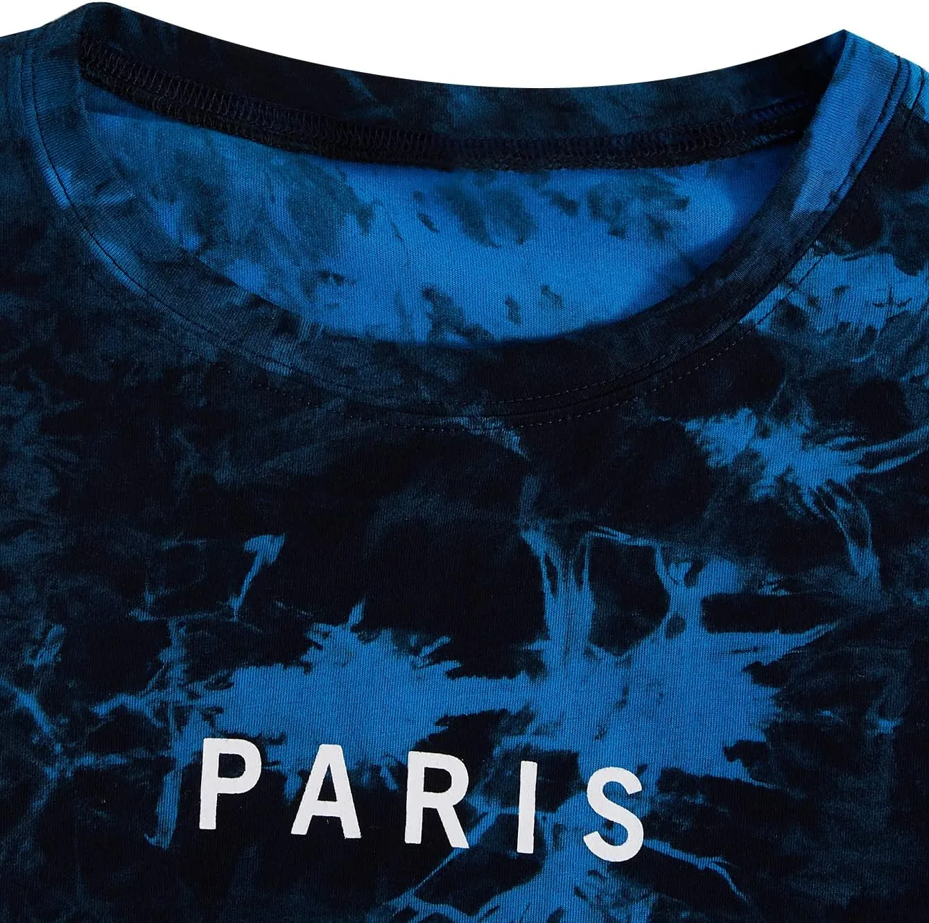 WDIRARA Men's Tie Dye Letter City Print Short Sleeve Tee Casual Round Neck T Shirt