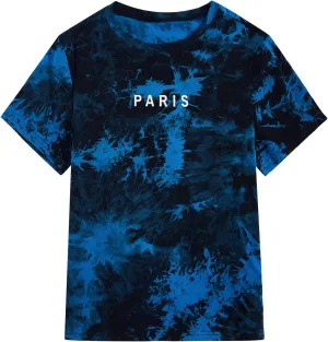 WDIRARA Men's Tie Dye Letter City Print Short Sleeve Tee Casual Round Neck T Shirt