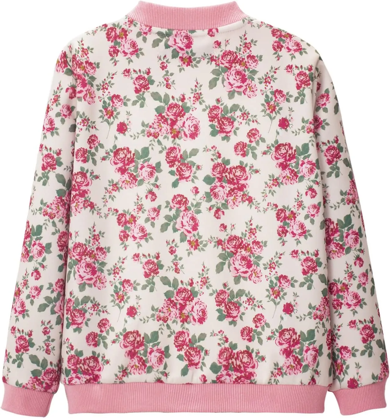WELAKEN Girls Lightweight Bomber Jacket Floral Print Full Zip Outwear Jacket with Pockets
