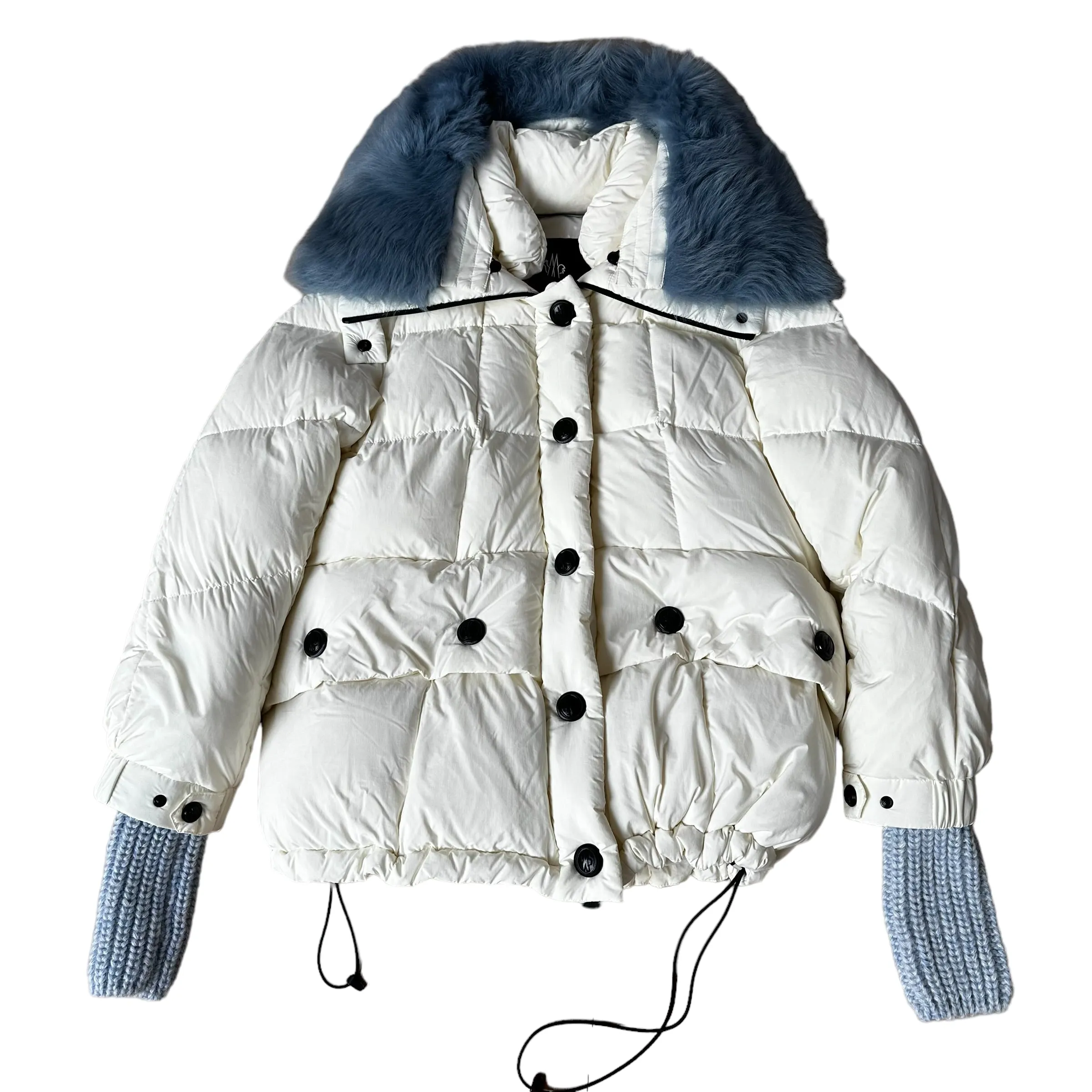 White Puffer Coat w/Fur - M