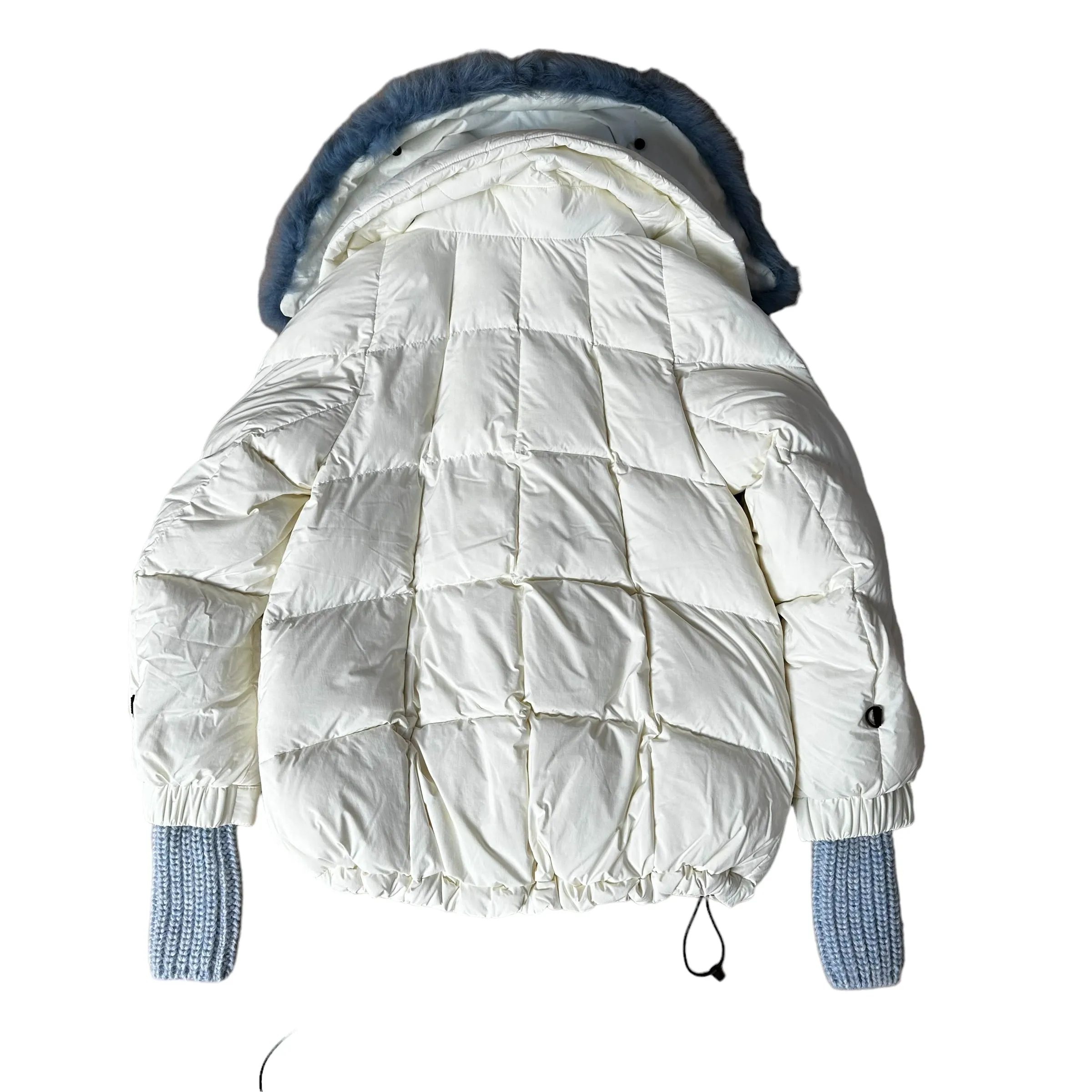 White Puffer Coat w/Fur - M
