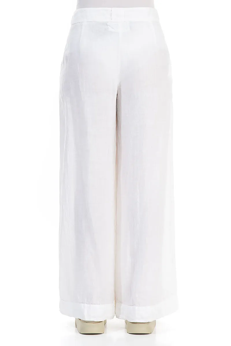 White Wide-Leg Linen Trousers