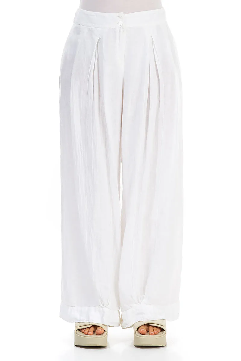White Wide-Leg Linen Trousers