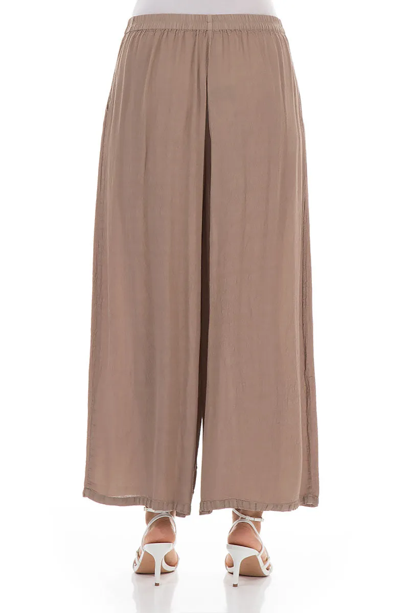 Wide Cappuccino Viscose Trousers