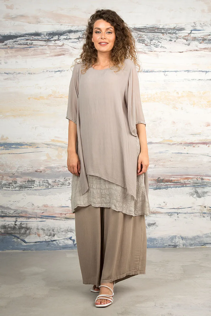 Wide Cappuccino Viscose Trousers