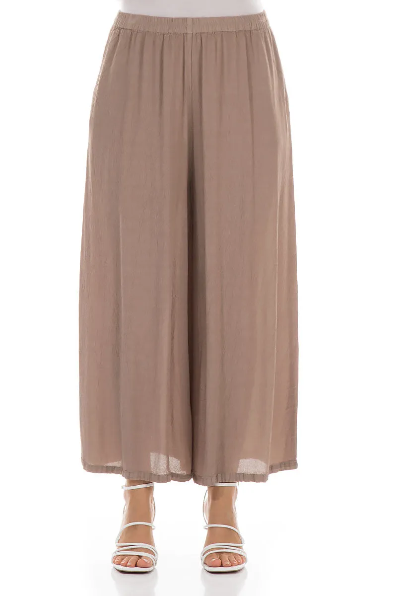 Wide Cappuccino Viscose Trousers