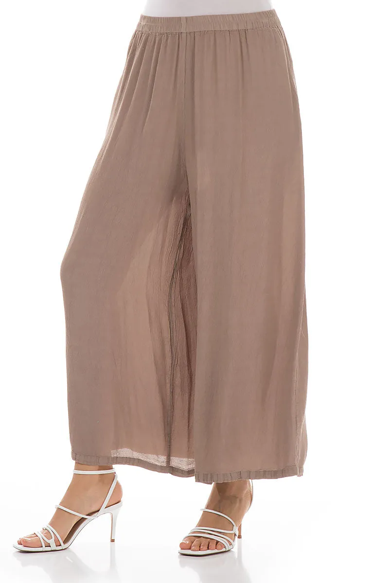 Wide Cappuccino Viscose Trousers