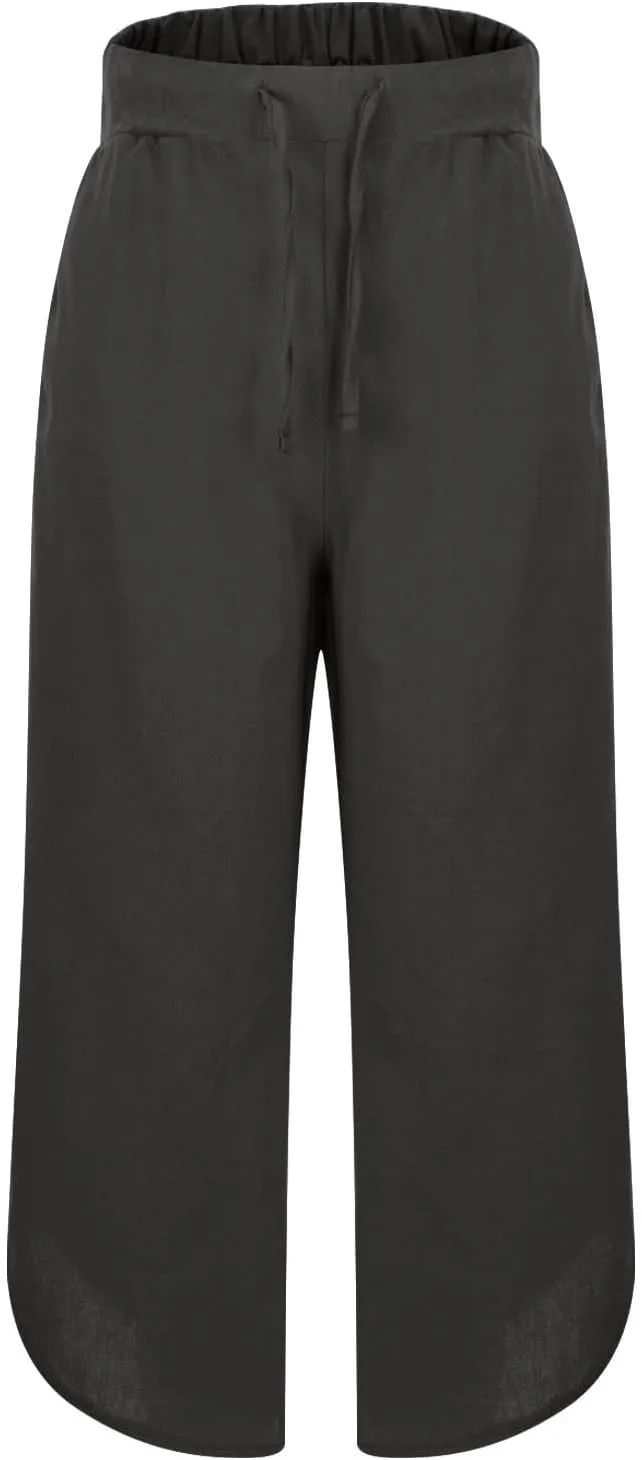 Wide Leg Linen Pants for Women Women'sFashionable and Casual Solid Color Cotton and Linen Loose Fit Casual Capri