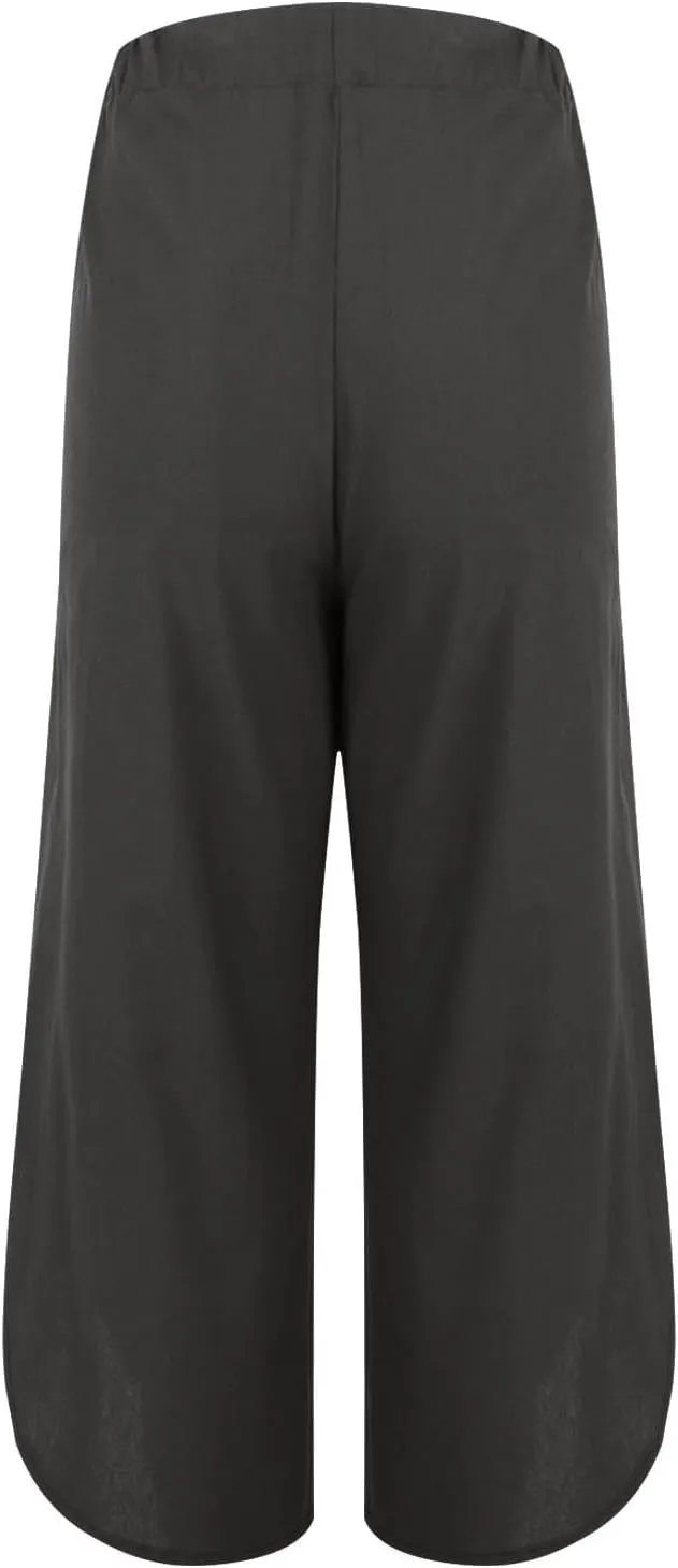 Wide Leg Linen Pants for Women Women'sFashionable and Casual Solid Color Cotton and Linen Loose Fit Casual Capri