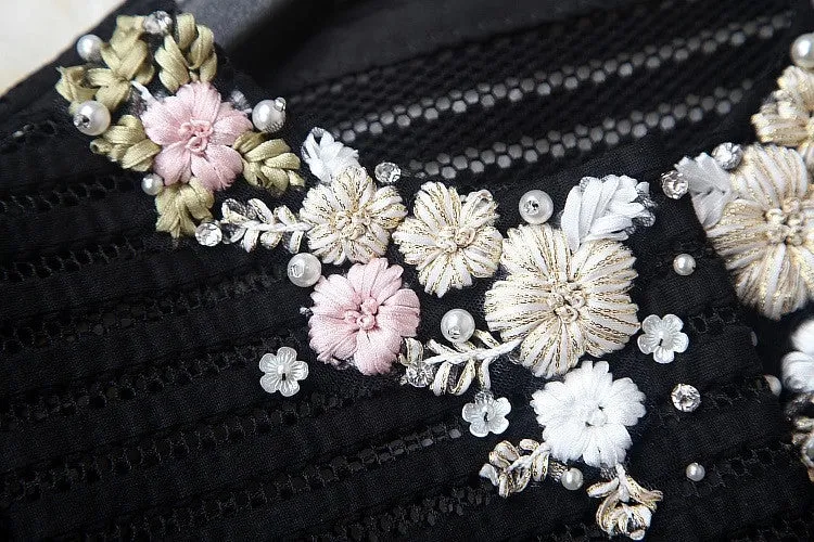 Winter coat Women's Good Qualit Luxury ladies fashion ladies hand-beaded hollow jacket pocket