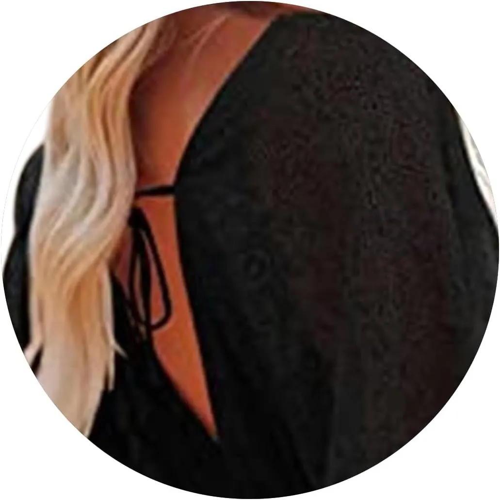 Women Lace Crochet Romper Dresses Casual Batwing Sleeve Backless Ruffle A-Line Dress Summer Flowy Swing Beach Dress