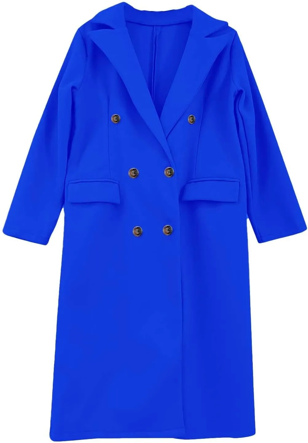 Women Length Trench Notched Lapel Double Breasted Casual Coat Winter Thermal Business Office Work Outwear with Pocket