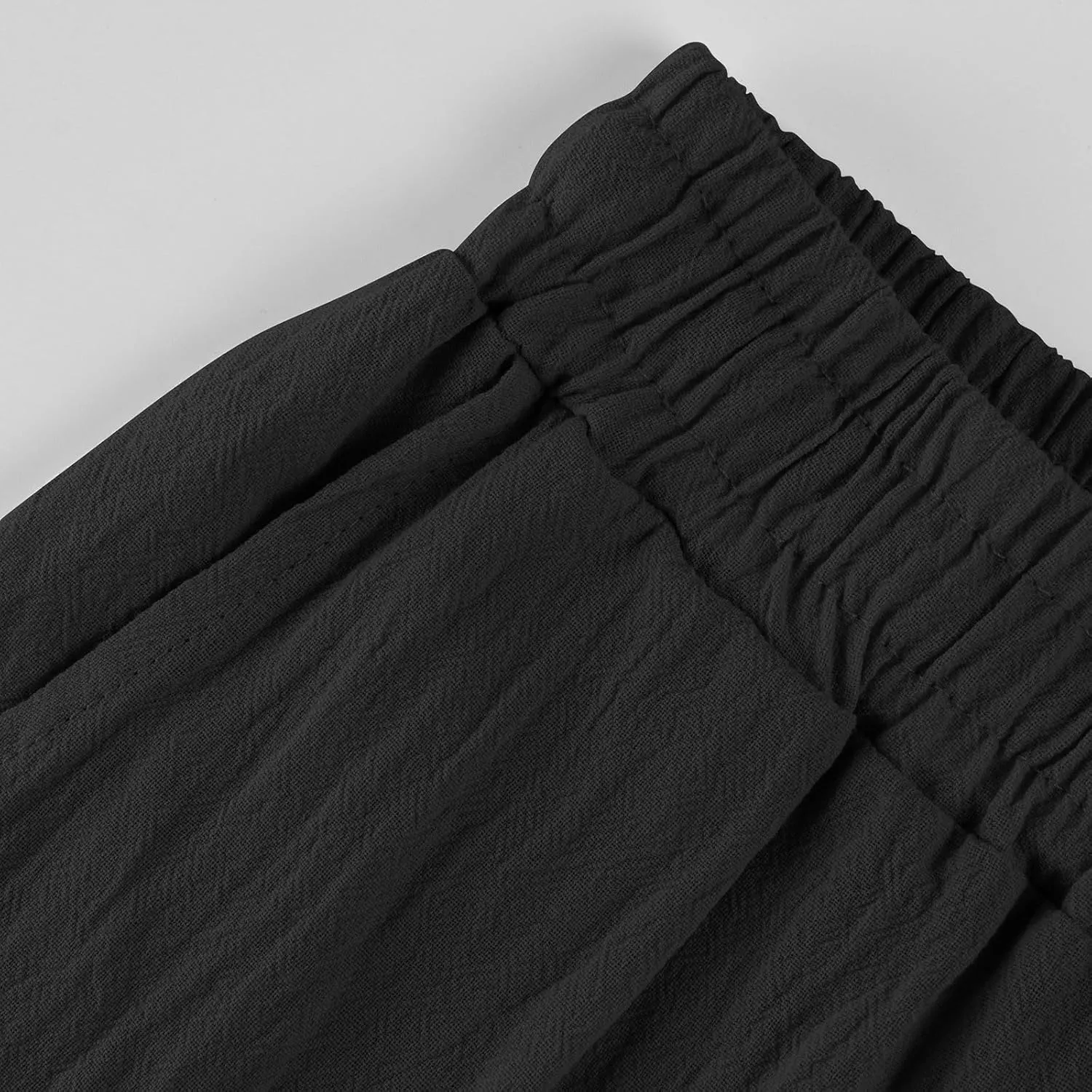 Women Linen Pants Summer Drawstring High Waisted Straight Leg Cotton Pants Casual Comfy Beach Trouser with Pockets