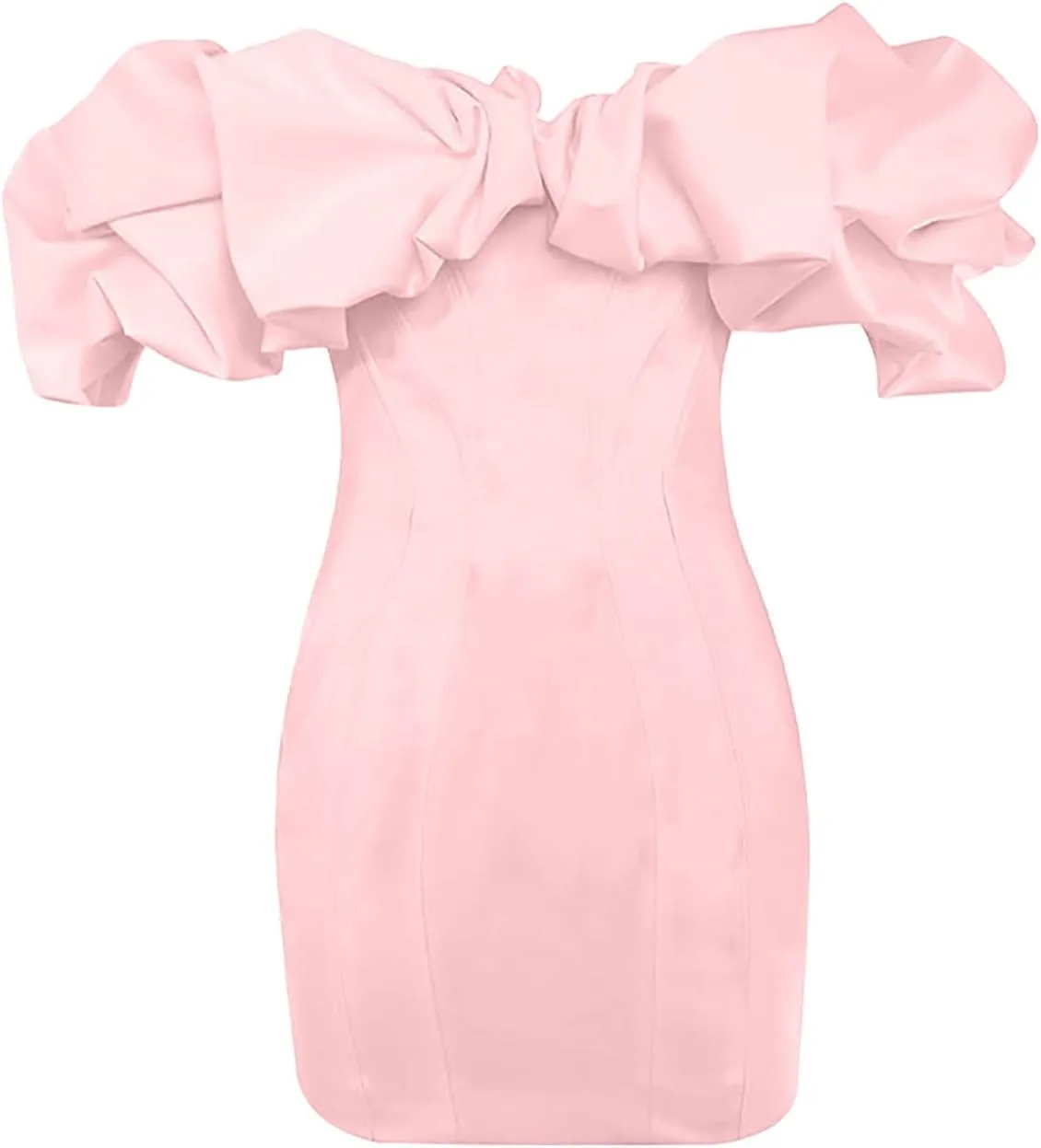 Women Sexy Bodycon Dress Ruffle Sleeve Cocktail Evening Party Elegant Mini Dresses Off Shoulder Slim Fit Club Dress
