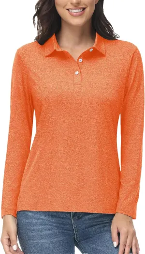 Women Summer Outdoor Golf Polos T-Shirts Long Sleeve Hiking Athletic Quick Dry Tee Shirt Tops