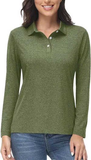 Women Summer Outdoor Golf Polos T-Shirts Long Sleeve Hiking Athletic Quick Dry Tee Shirt Tops