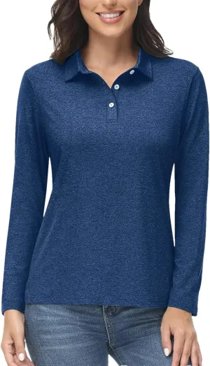 Women Summer Outdoor Golf Polos T-Shirts Long Sleeve Hiking Athletic Quick Dry Tee Shirt Tops