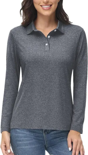 Women Summer Outdoor Golf Polos T-Shirts Long Sleeve Hiking Athletic Quick Dry Tee Shirt Tops