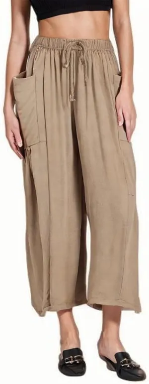 Women Summer Trendy Pants Wide Leg Cotton Linen Pants Beach Palazzo Lounge Trousers Plus Size Clothes