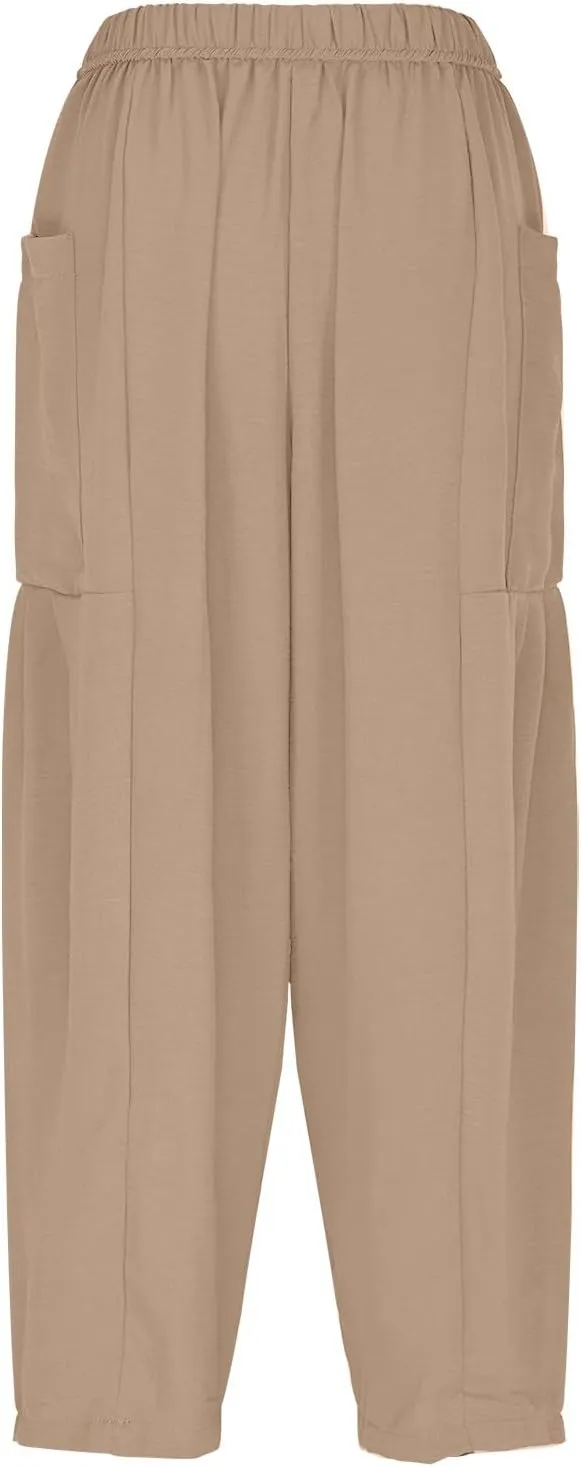 Women Summer Trendy Pants Wide Leg Cotton Linen Pants Beach Palazzo Lounge Trousers Plus Size Clothes