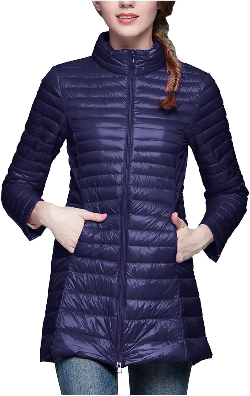 Women Thicken Fleece Lined Padded Jacket Warmth Tops Skimpy Padded Coat Quilted Jackets Plus Size 2024 Heated Jacket Trendy Mid Length with Hood Slimming Winter Fluffy Puffer Jacket Warm