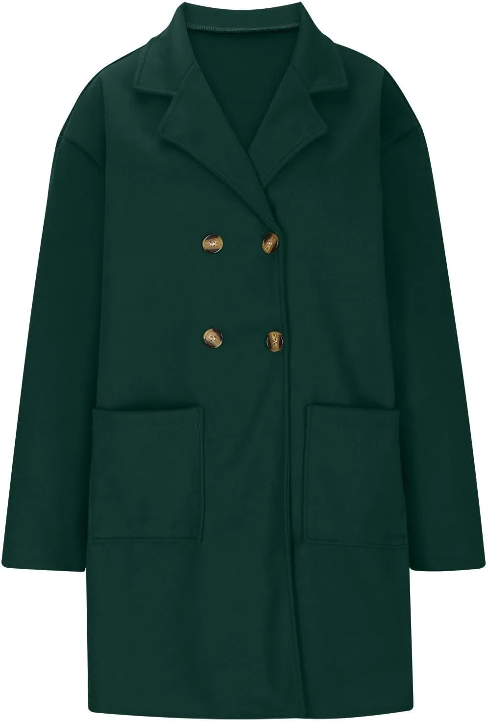 Womens Business Long Double Breasted Coats Lapel Collar Pea Coat Winter Slim Fit Jackets Fashion Trench Coat Outwear