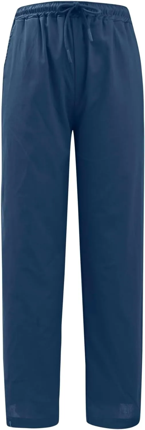 Women's Cotton Linen Pants Casual Summer High Waisted Wide Leg Cropped Baggy Lounge Pants Trousers with Pockets Beach