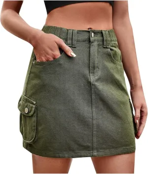 Women's Fashion Denim Skirts Stretchy High Waisted Short Skirt Teen Girls Y2K Cute Going Out Vacation Work Jean Skirt