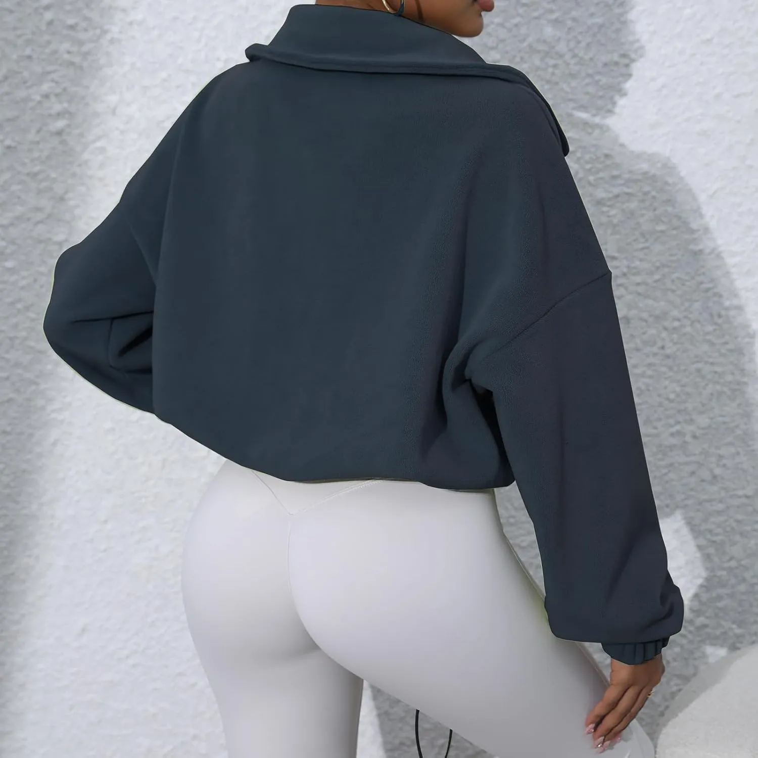 Women's Fleece Jacket Coats Long Sleeve Crop Jacket Workout Winter Coat Fall Clothes