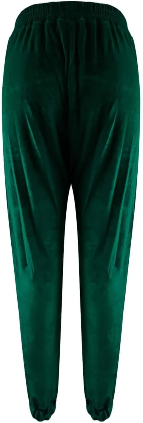 Women's Golden Velvet Harem Pants High Waist Yoga Trousers Casual Track Cuff Stretch Trousers with Pockets