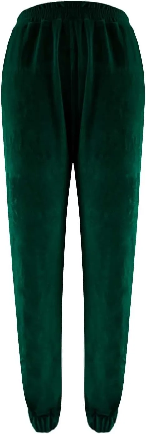Women's Golden Velvet Harem Pants High Waist Yoga Trousers Casual Track Cuff Stretch Trousers with Pockets