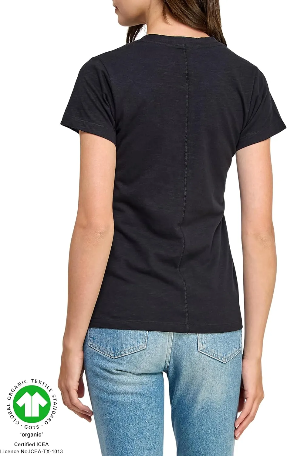 Women's GOTS Certified 100% Organic Cotton Slub Crewneck T Shirt Short Sleeve Tee Tops