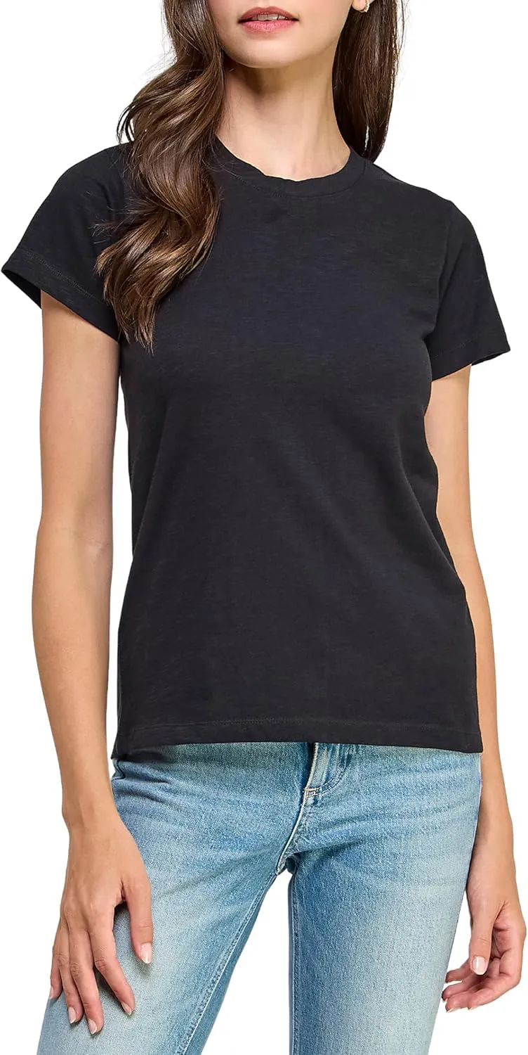 Women's GOTS Certified 100% Organic Cotton Slub Crewneck T Shirt Short Sleeve Tee Tops