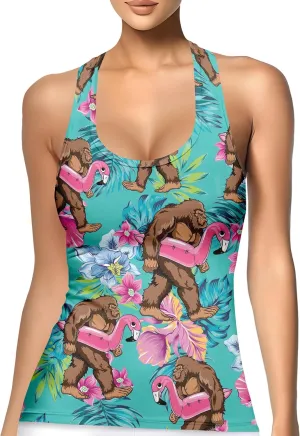 Womens Graphic Tank Tops Racerback Sleeveless Summer Leopard Print Top Neon Workout Shirt