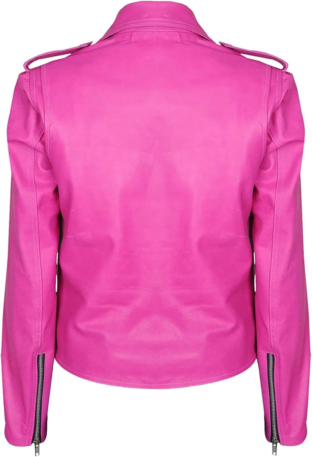 Women's Hot Pink Leather Jacket - Casual Fashion Cute Pink Lambskin Leather Jacket for Women