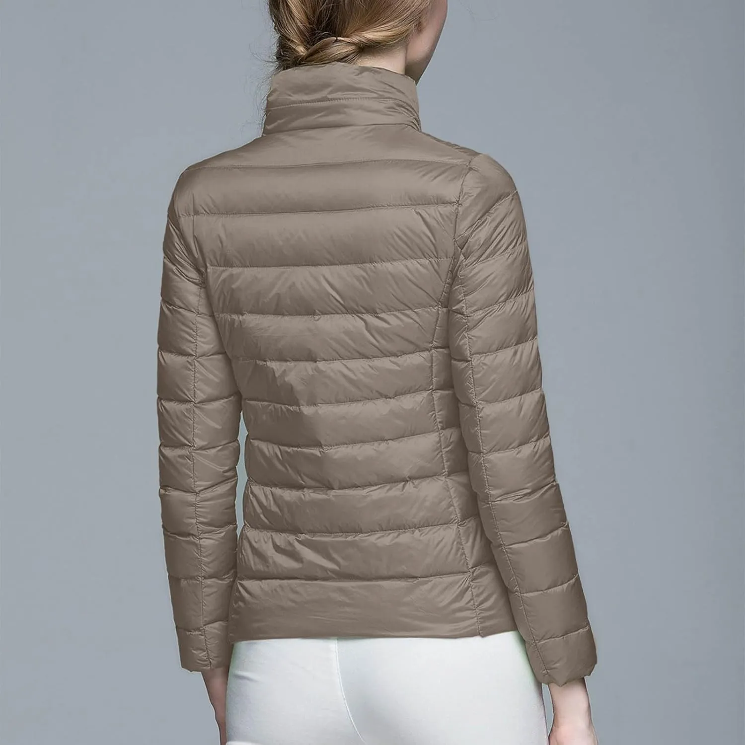 Womens Lightweight Puffer Jacket Packable Stand Collar Quilted Down Coats 2024 Winter Warm Down Jackets with Pockets