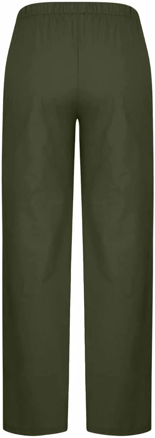 Women's Linen Casual High Waist Wide Leg Straight Dress Cotton Linen Pants Button Trousers Summer Outfits 2025 Trendy