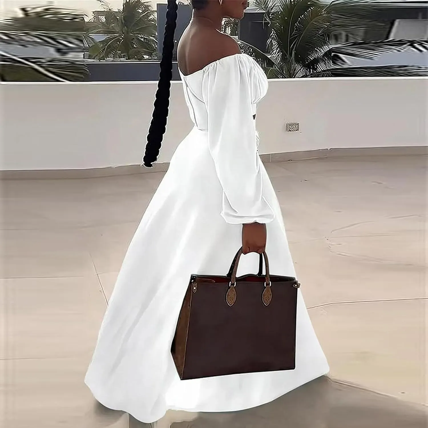 Women's Plus Size Basic Off Shoulder Suit Tube Top Sexy Strapless Side Slit Long Sleeve Two Piece Midi Club Dress