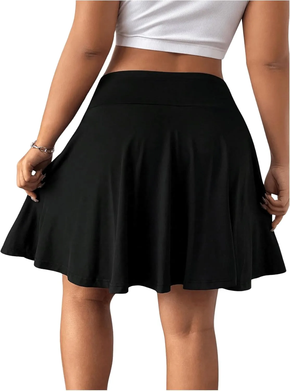 Women's Plus Size Ruffle Hem High Waist Skorts Summer Casual Midi Shorts Tennis Skirt Short