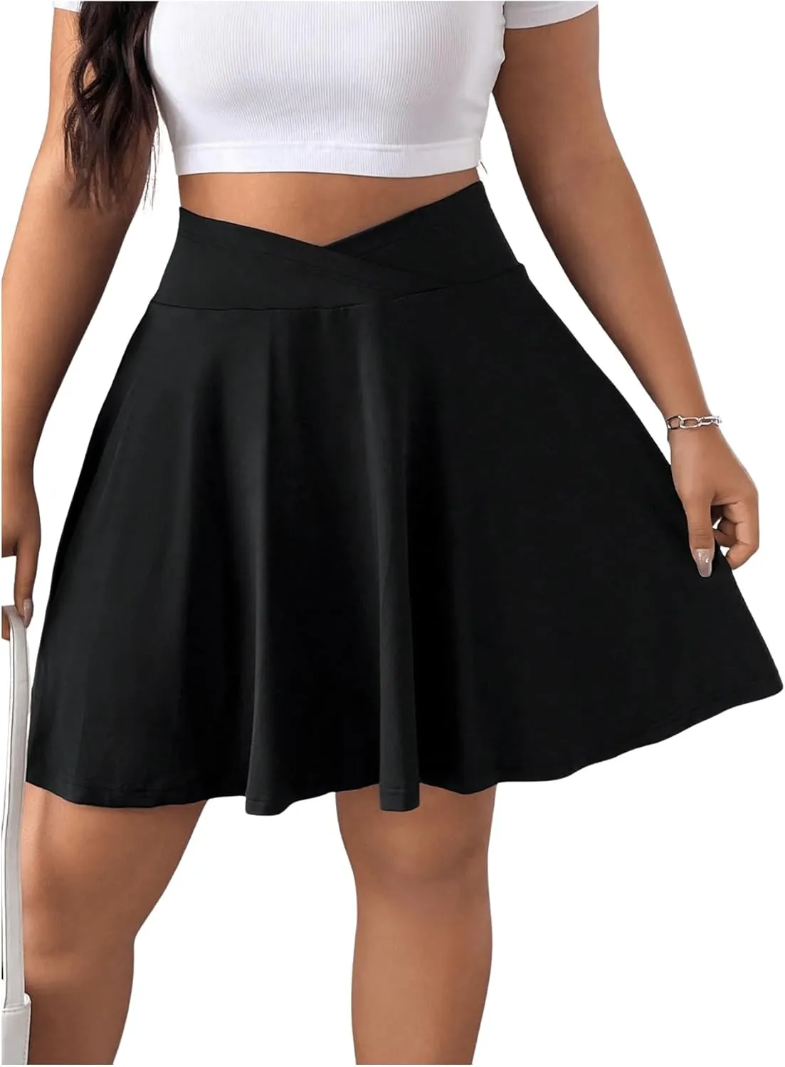 Women's Plus Size Ruffle Hem High Waist Skorts Summer Casual Midi Shorts Tennis Skirt Short
