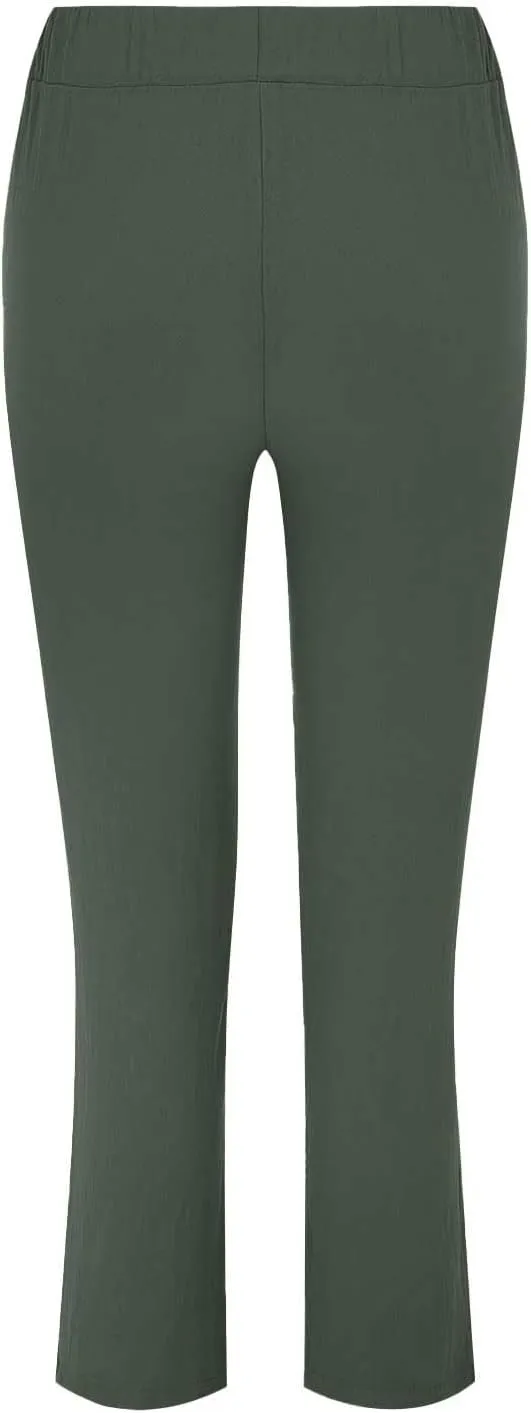 Womens Roll Up Straight Leg Linen Pants Casual Drawstring Elastic Waist Loose Slacks Lounge Petite Pants with Pockets