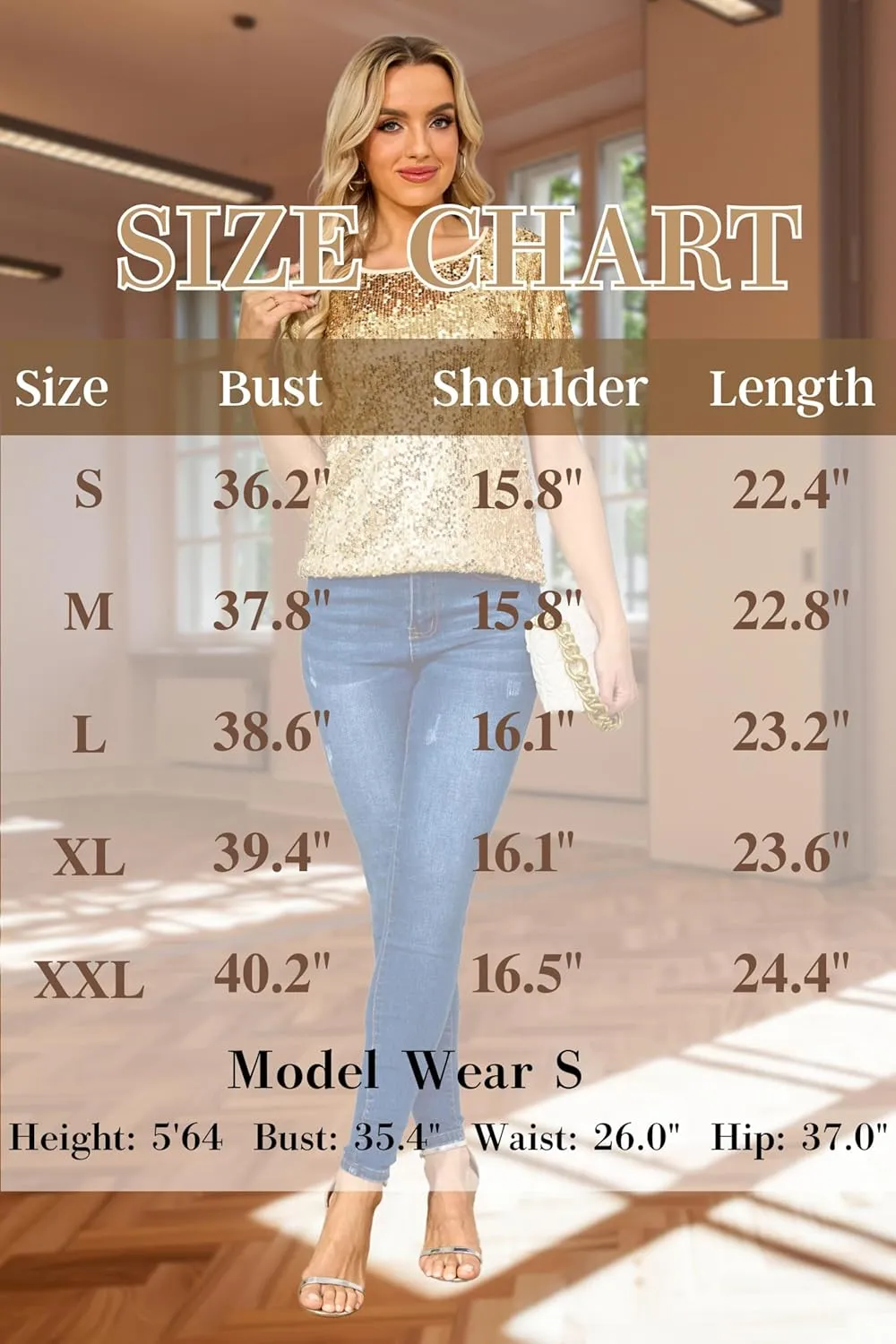 Women's Sparkly Sequin Top Blouse Glitter Cocktail Party Costume Tee-Shirt Glitzy Night Out T-Shirts