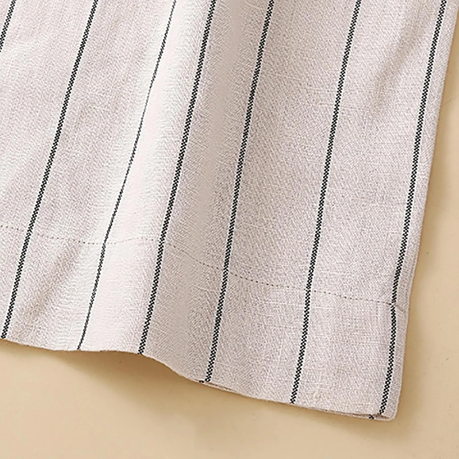 Womens Striped Cotton Linen Pants, Summer Lightweight Boho Slacks Wide Leg High Waisted Lounge Trousers with Pockets