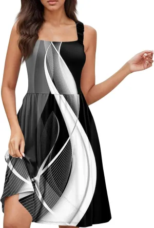 Womens Summer Dresses Flowy Sleeveless Mini Dress Loose Casual Tshirt Tank Dresses Beach Sundresses with Pockets