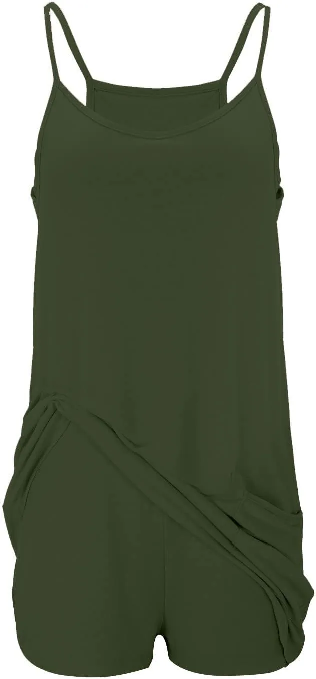 Womens Tennis Dress Workout Dress with Shorts Sleeveless Spaghetti Straps Going Out Golf Athletic Dresses