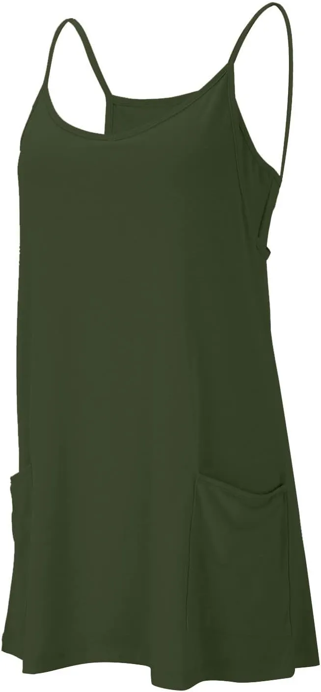 Womens Tennis Dress Workout Dress with Shorts Sleeveless Spaghetti Straps Going Out Golf Athletic Dresses