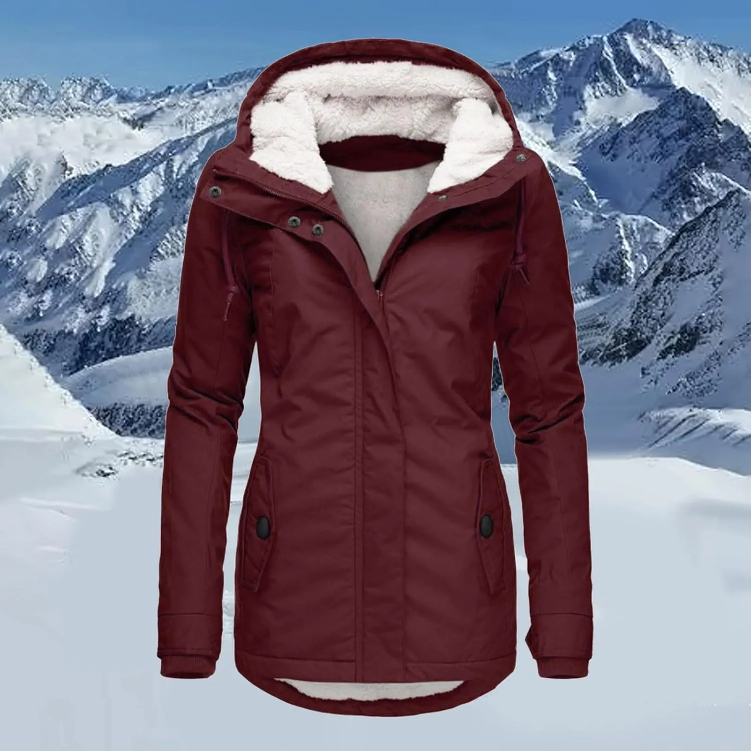 Wowomens Warm Fleece Jacket Coat Zipper Cardigans Tops Windbreaker Jackets Plus Size Fall Heated Jacket Sweats Fuzzy